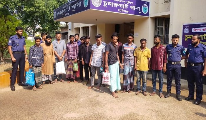 চুনারুঘাটে মাদকসহ বিভিন্ন মামলায় ১৫ জন গ্রেপ্তার