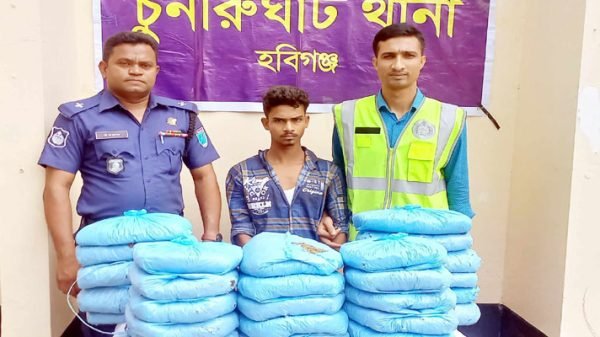 চুনারুঘাটে গাঁজাসহ যুবক গ্রেফতার