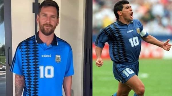 ম্যারাডোনার জার্সিতে মেসি!