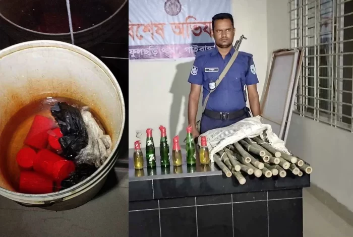 গাইবান্ধায় ৮টি ককটেল ও ৬টি পেট্রল বোমা উদ্ধার