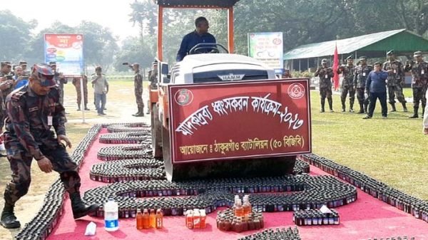 ৬৯ লাখ টাকার মাদক ধ্বংস করল বিজিবি