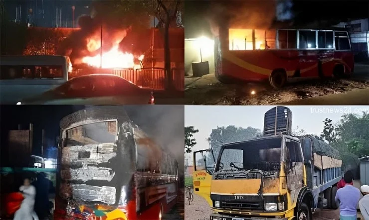 ১৫ ঘণ্টায় সারা দেশে ১১টি যানবাহনে আগুন