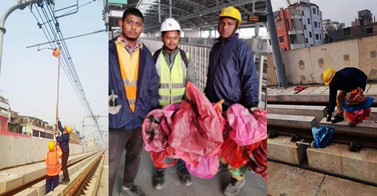 বর্ষবরণের ৩৮ ফানুস মেট্রোরেলের তারে আটকে ছিল