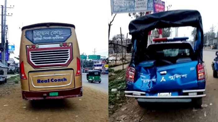 সিলেটে বাসচাপায় ঊর্ধ্বতন কর্মকর্তাসহ ছয় পুলিশ সদস্য আহত