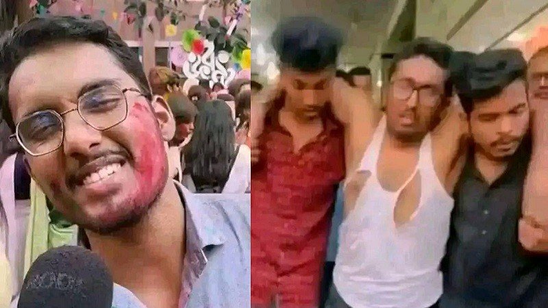 ভাইরাল ছবিটি চারুকলার হোলি উৎসবে সাক্ষাৎকার দেওয়া তরুণের নয়