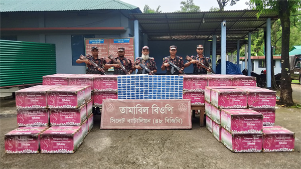 সিলেটে বিপুল পরিমাণ ভারতীয় পণ্য জব্দ
