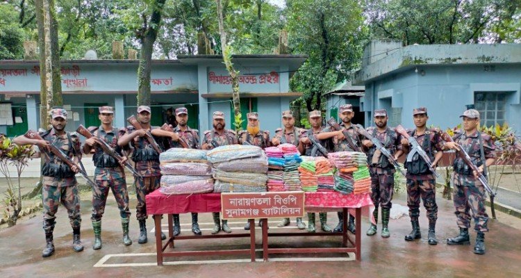 সুনামগঞ্জে ভারতীয় শাড়ি ও লেহেঙ্গা জব্দ